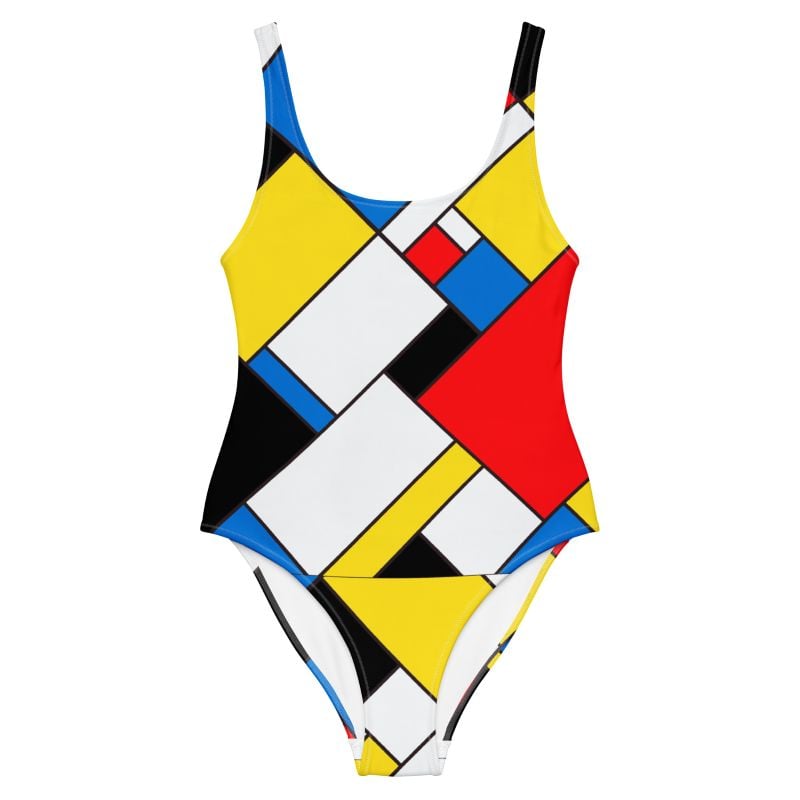 The Art Series (Mondrian) One Piece Swimsuit multi colored front art concierge clothing