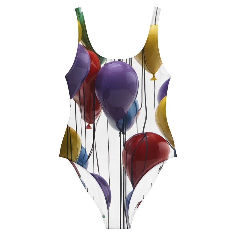 The Art Series (Balloons) One Piece Swimsuit multi colored white front art concierge clothing