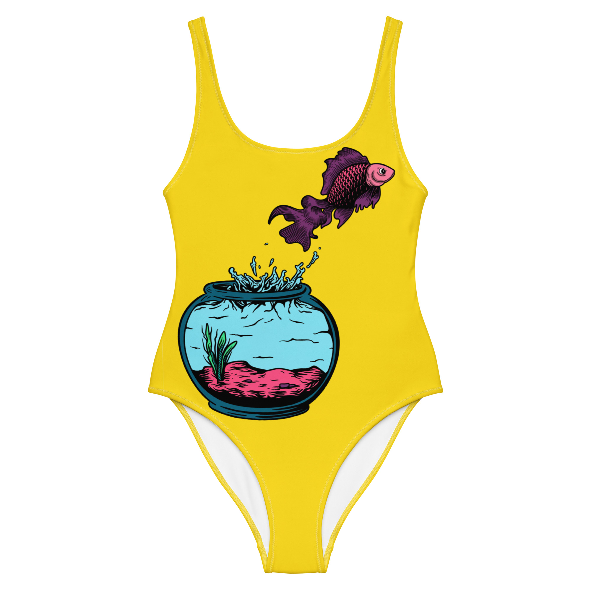 The Cartoon Series (Fish Called Wanda) One Piece Swimsuit yellow front art concierge clothing 2