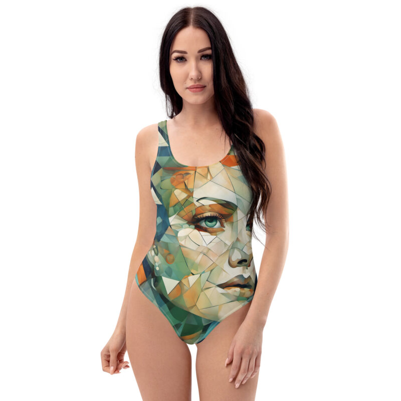 The Art Series (Metropolis 60’s) One-Piece Swimsuit multi-colored front art concierge clothing JPG