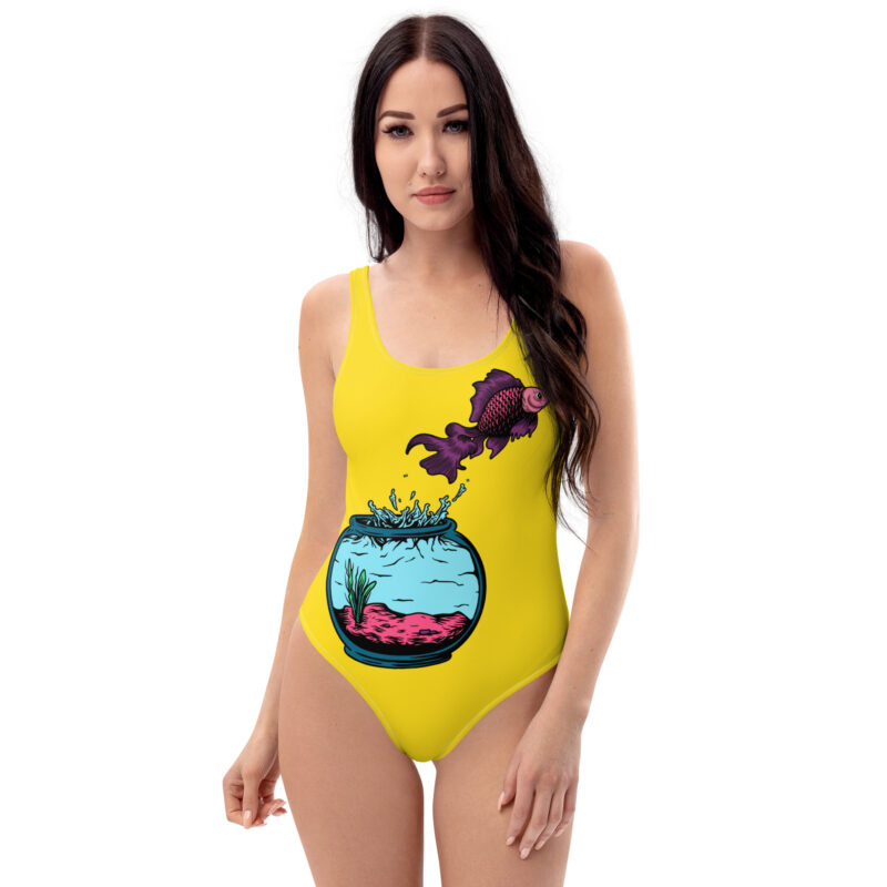 The Cartoon Series (Fish Called Wanda) One-Piece Swimsuit yellow front art concierge clothing JPG