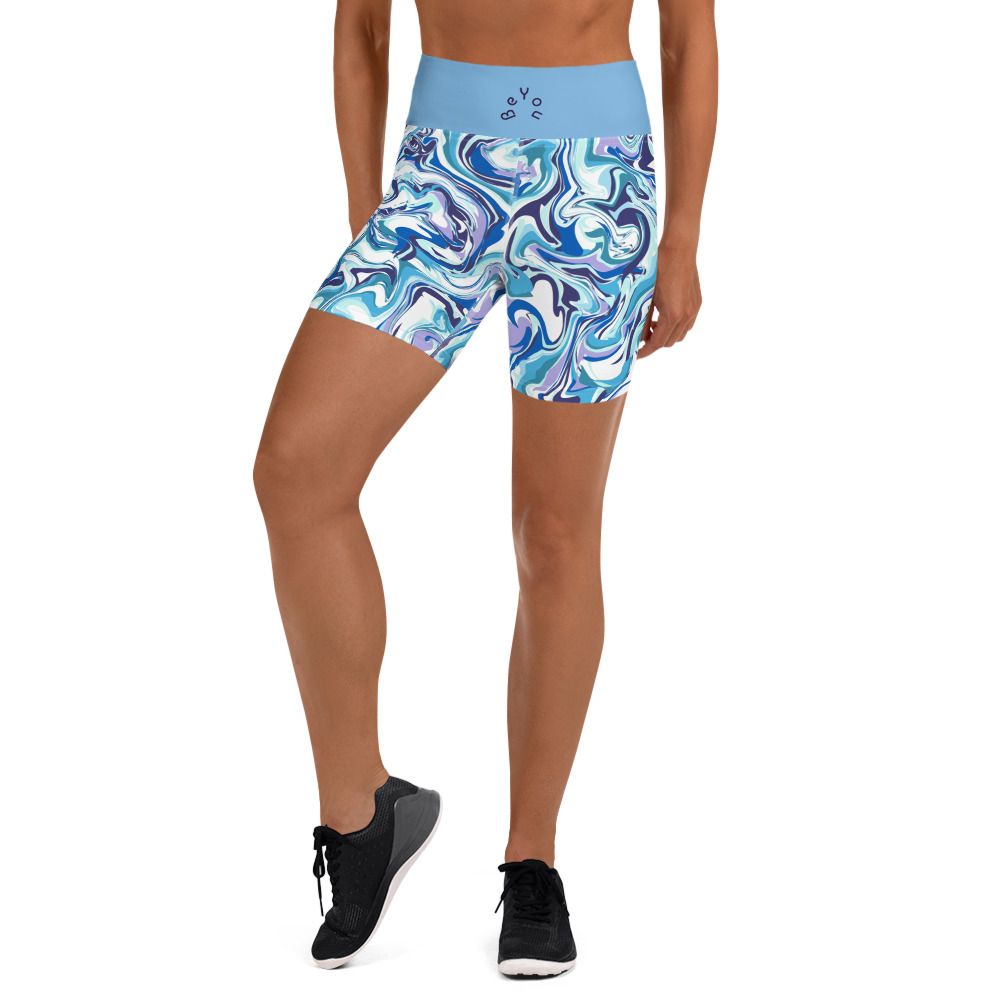 blue marble yoga shorts blue front art concierge clothing jpg