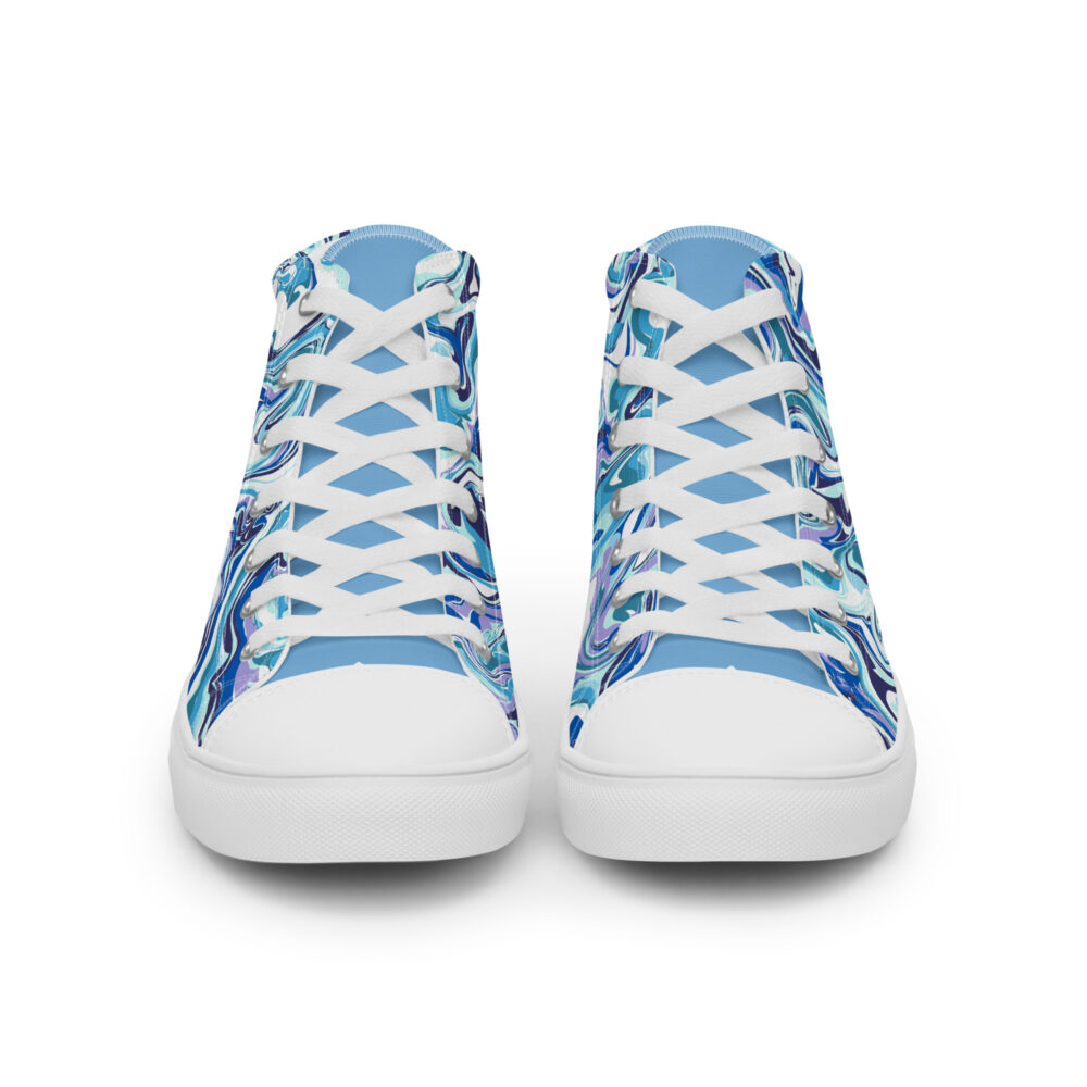 blue marble womens high top canvas shoes blue front art concierge clothing jpg