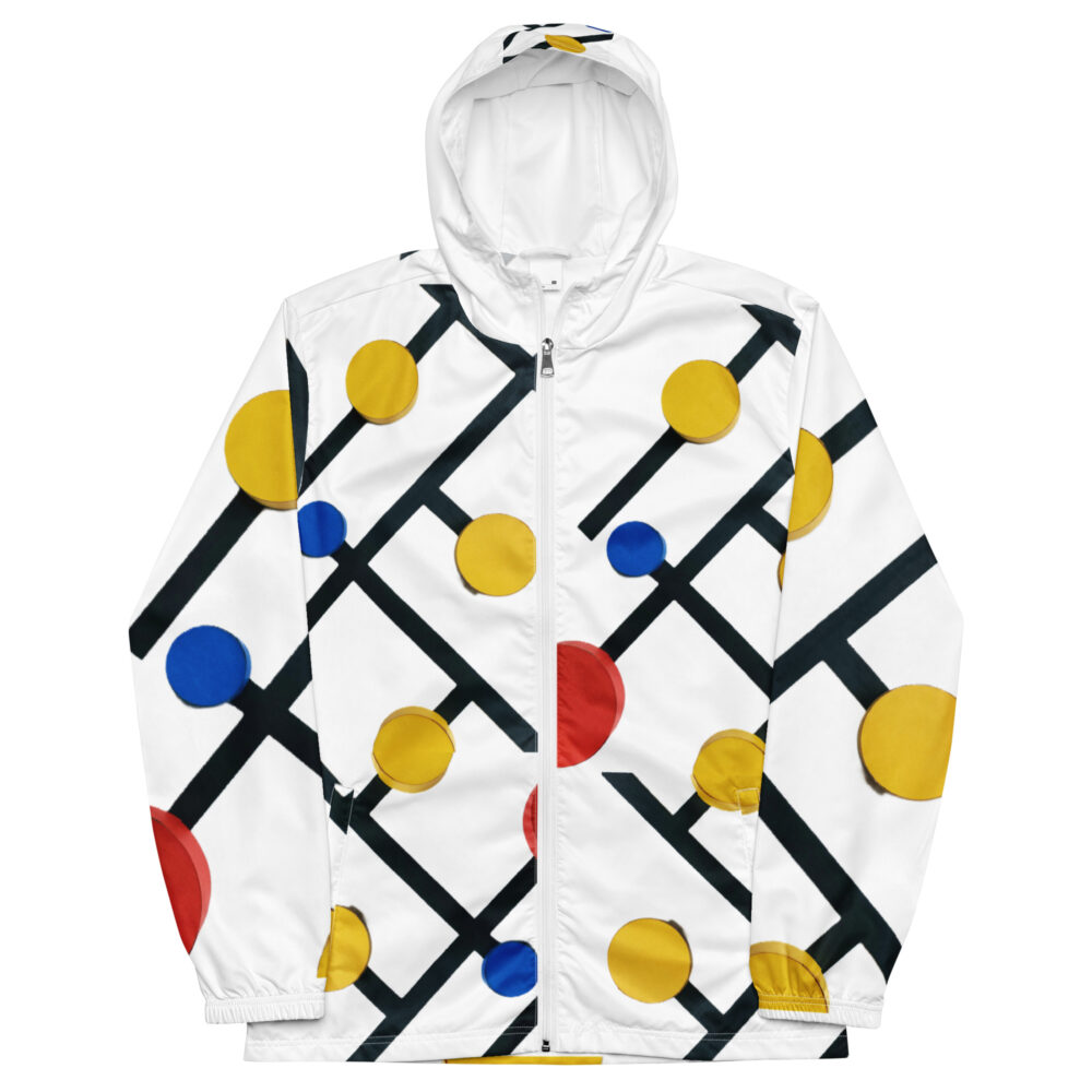 colored dots mens windbreaker white front art concierge clothing jpg