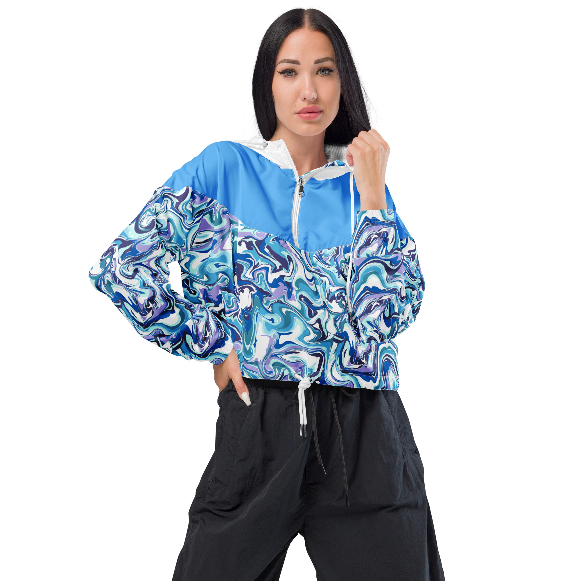 all over print womens cropped windbreaker white front 66d64b63a3e16 jpg