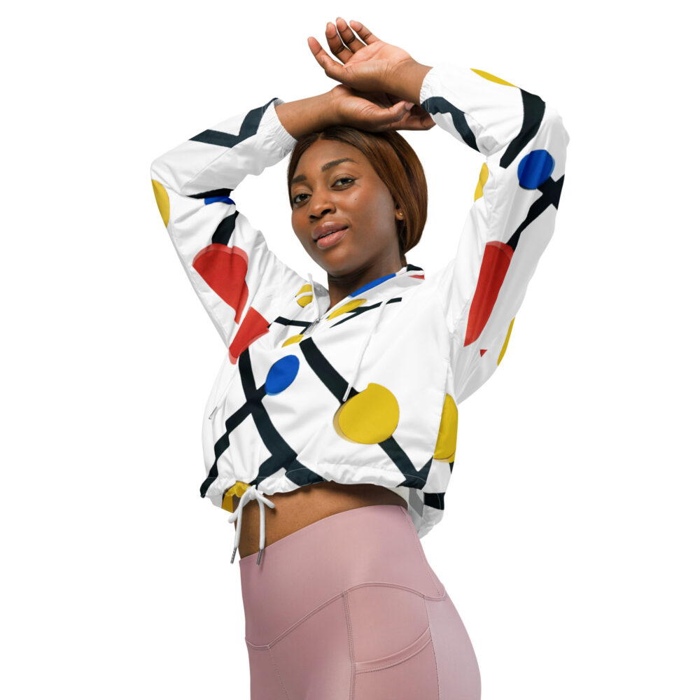 colored dots womens cropped windbreaker white left front art concierge clothing jpg