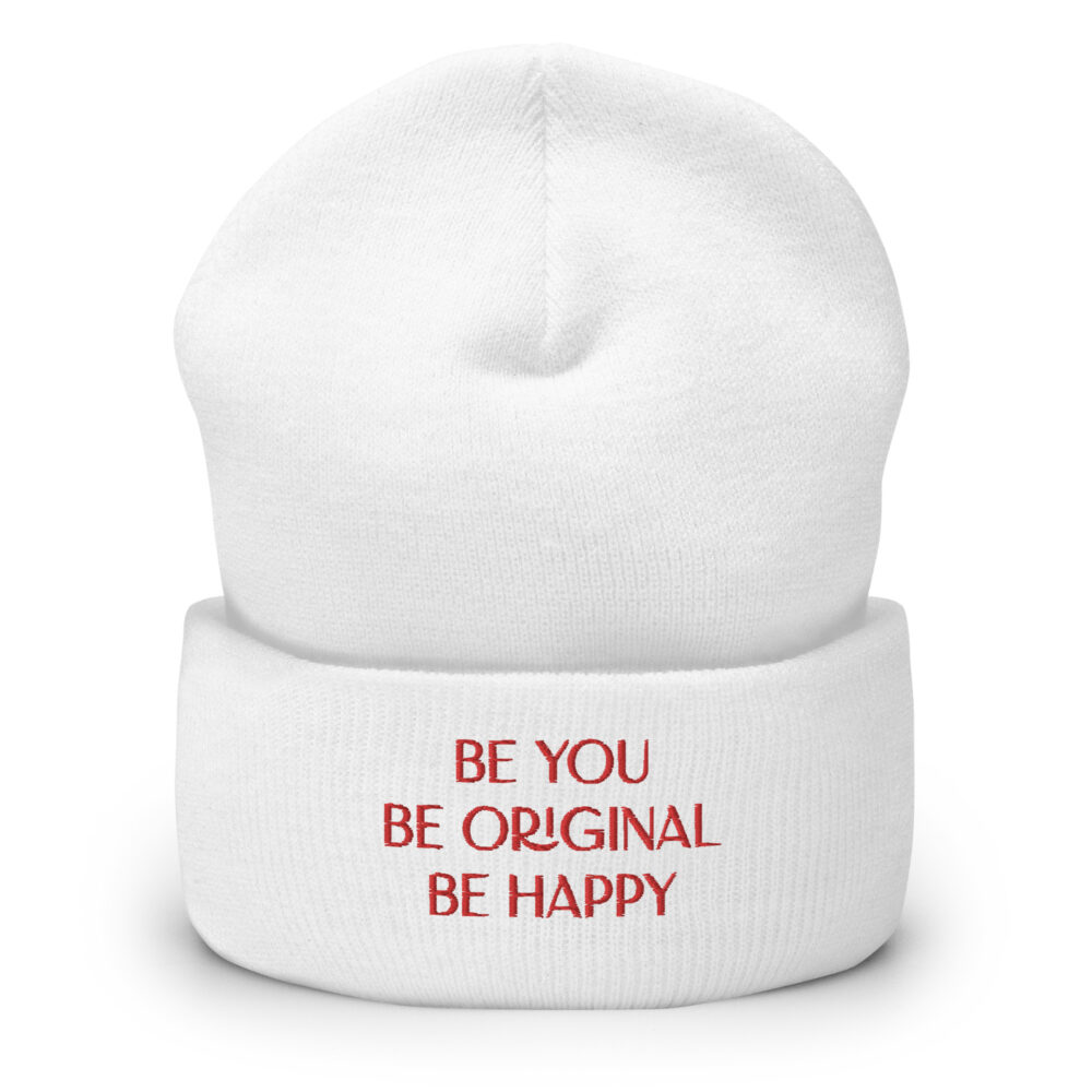 The Be You (White) Cuffed Beanie art concierge clothing jpg