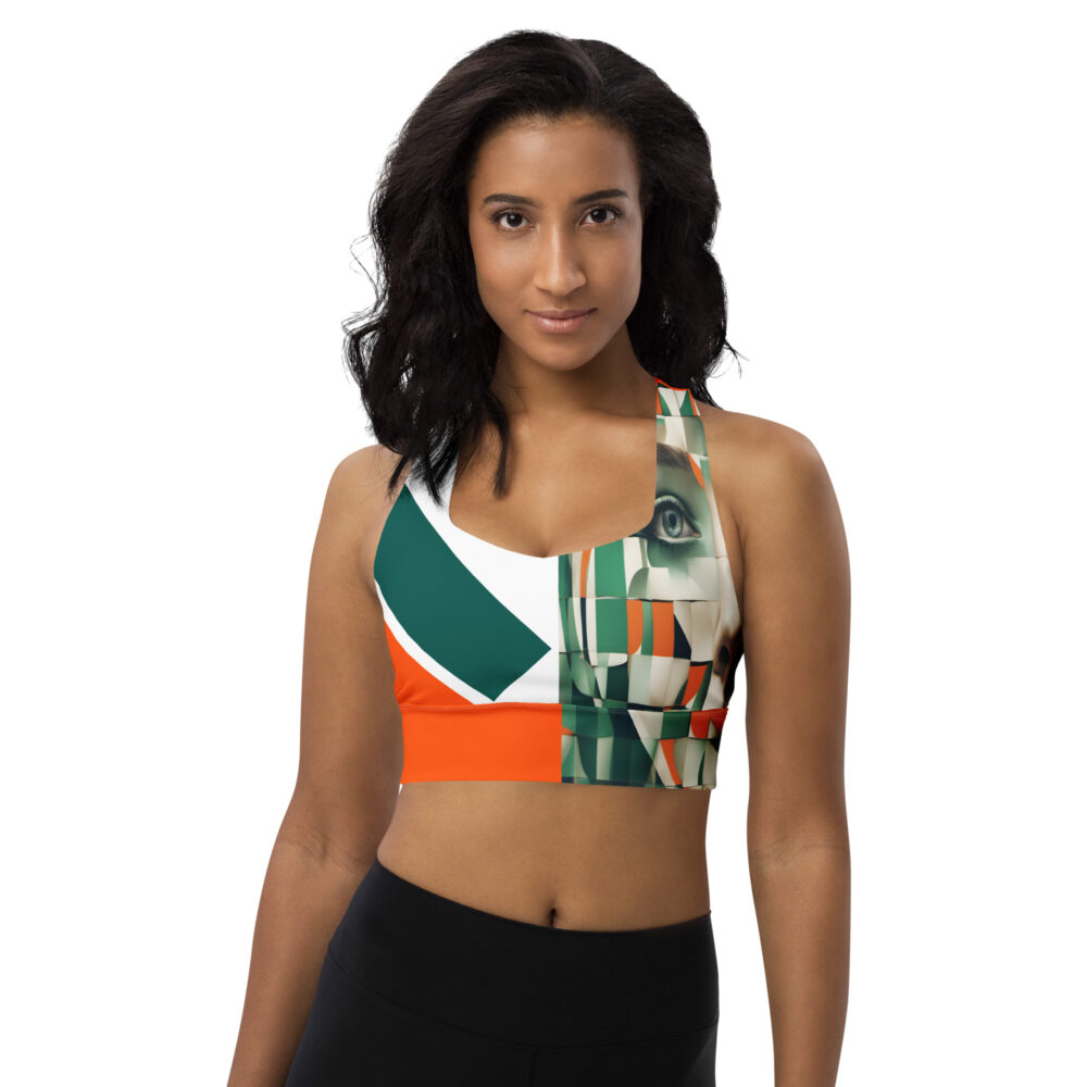 The Green Eyes Longline Sports Bra art concierge clothing jpg