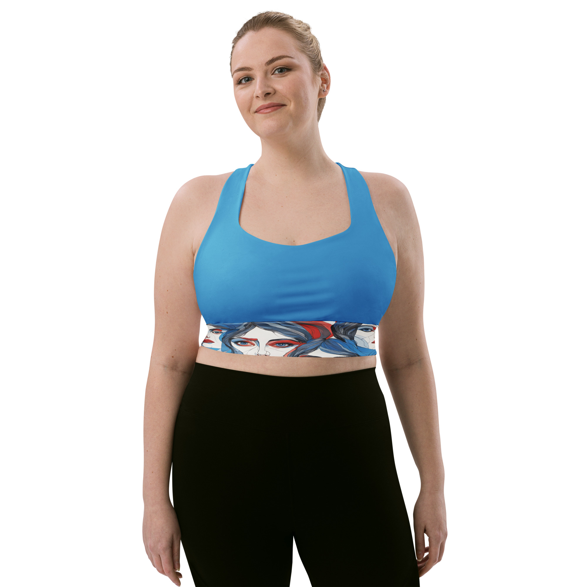 all over print recycled longline sports bra white front 69881e4905b45 all over print recycled longline sports bra white front 69881e4905b45