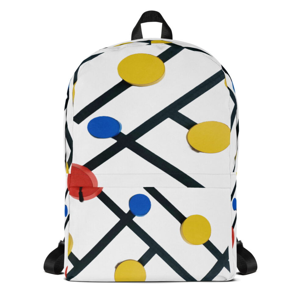 The Colored Dots Back Pack white front art concierge clothing jpg