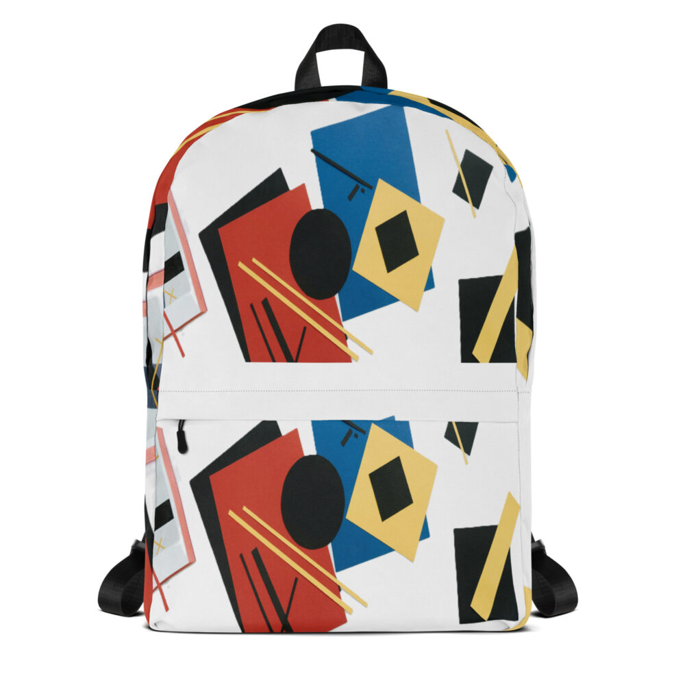 The Geometric Abstract Backpack white front art concierge clothing jpg