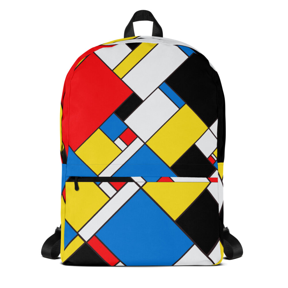 The Ode to Mondrian Backpack multi-colored front art concierge clothing jpg