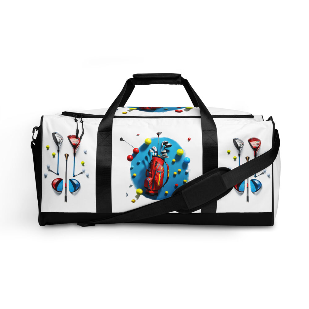 The Golf Clubs Duffle Bag white front art concierge clothing jpg