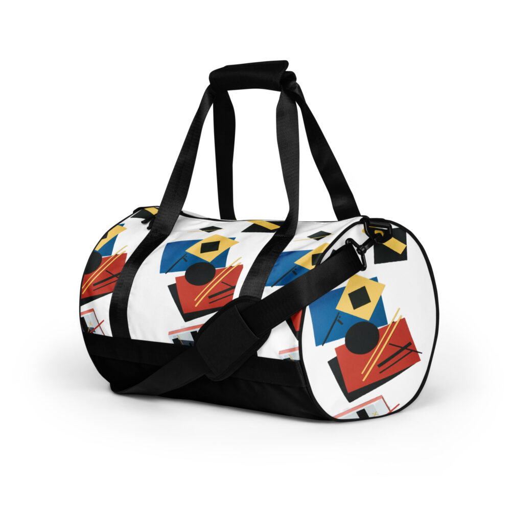 The Geometric Abstract Gym Bag white left front art concierge clothing jpg