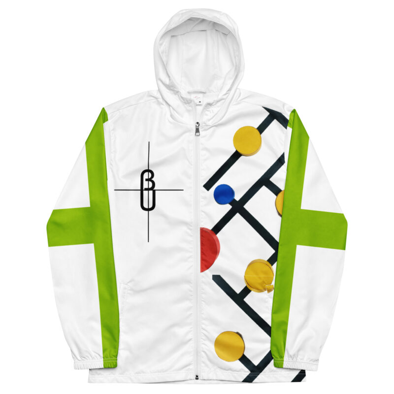 the colored dots mens windbreaker white front art concierge clothing jpg