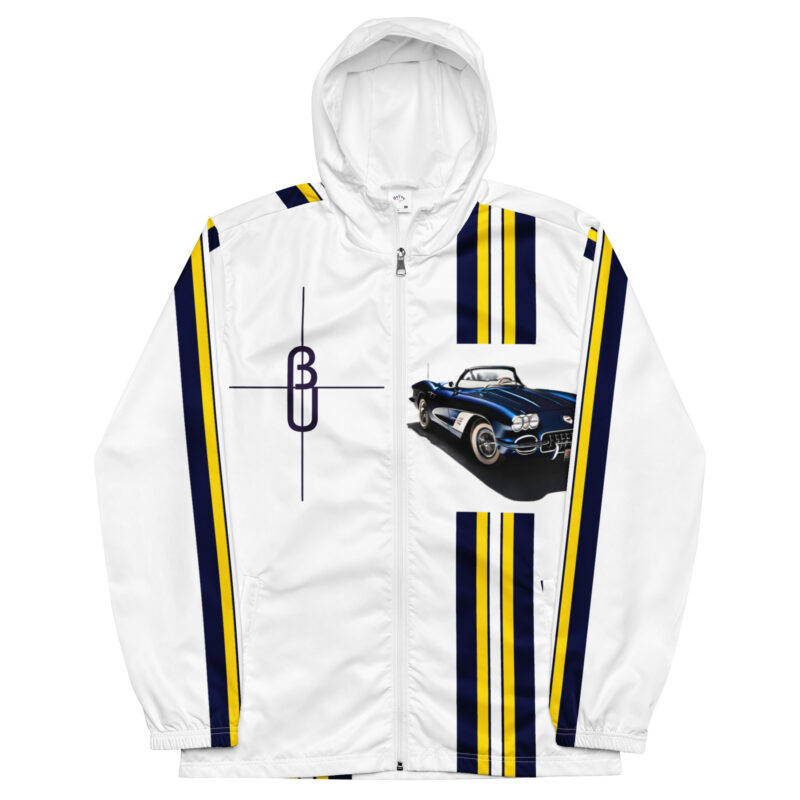 The Ode to Le Mans 4 Windbreaker white front art concierge clothing jpg