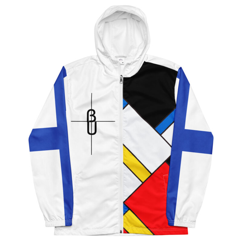 The Ode to Mondrian Windbreaker white front art concierge clothing jpg