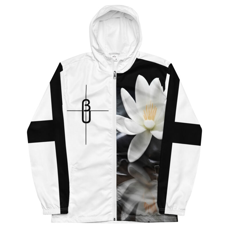 The Yoga Stones Windbreaker white front art concierge clothing jpg