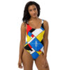 The Ode to Mondrian One-Piece Swimsuit Blue front art concierge clothing jpg