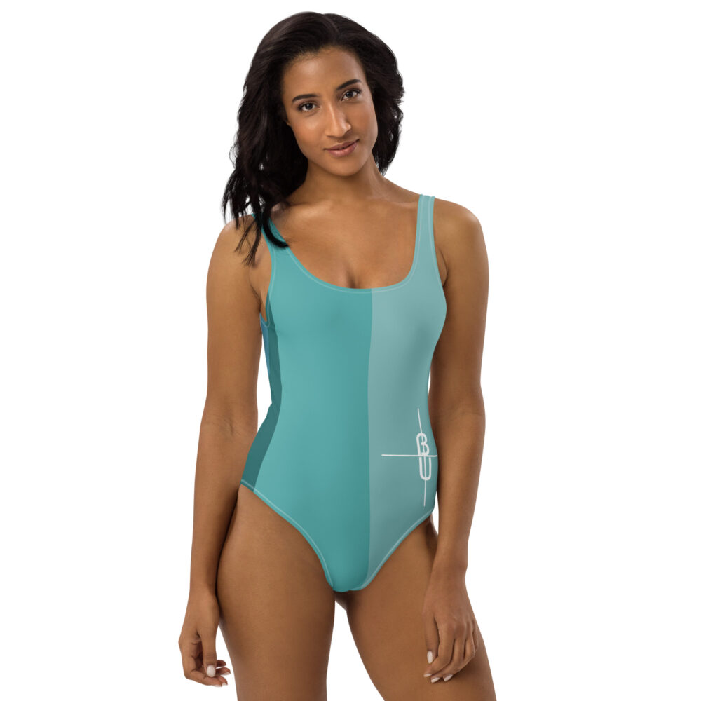 The Seafoam Stripes One-Piece Swimsuit seafoam green front art concierge clothing jpg