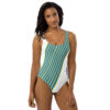 The Stripes Series (Dirty Blue) One-Piece Swimsuit white front art concierge clothing jpg