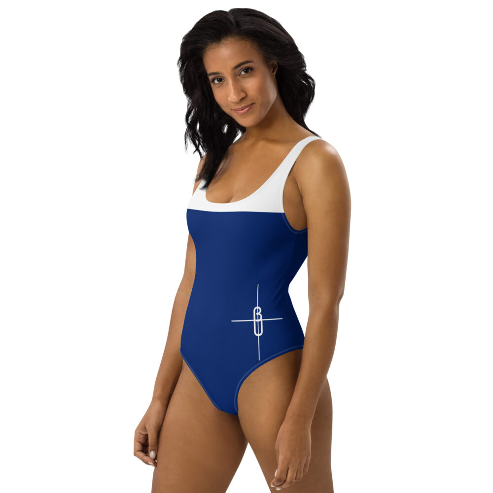 The Solid blue One-Piece Swimsuit blue and white front art concierge clothing jpg