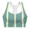 The Stripes Series (Dirty Blue) Longline Sports Bra white front art concierge clothing jpg