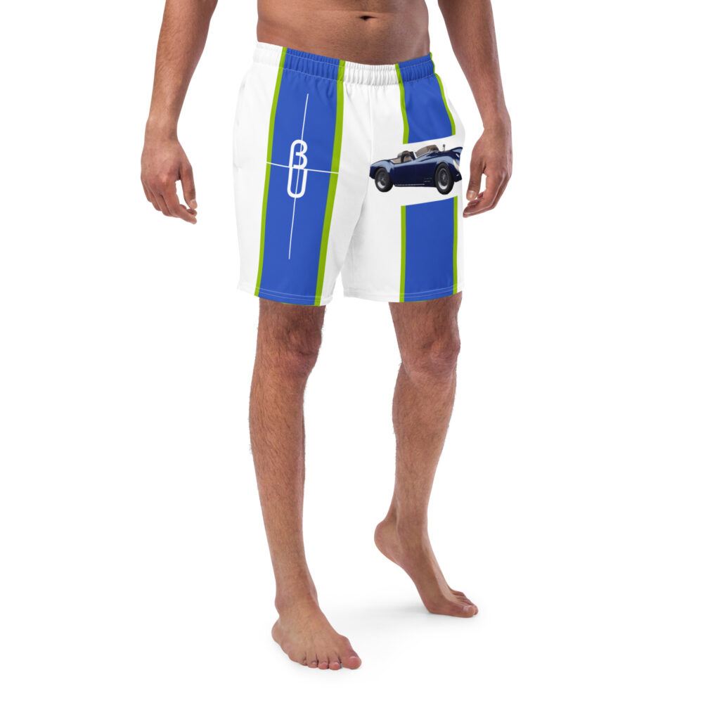 The Ode to LeMans Sports Car Swim Trunks white front art concierge clothing jpg