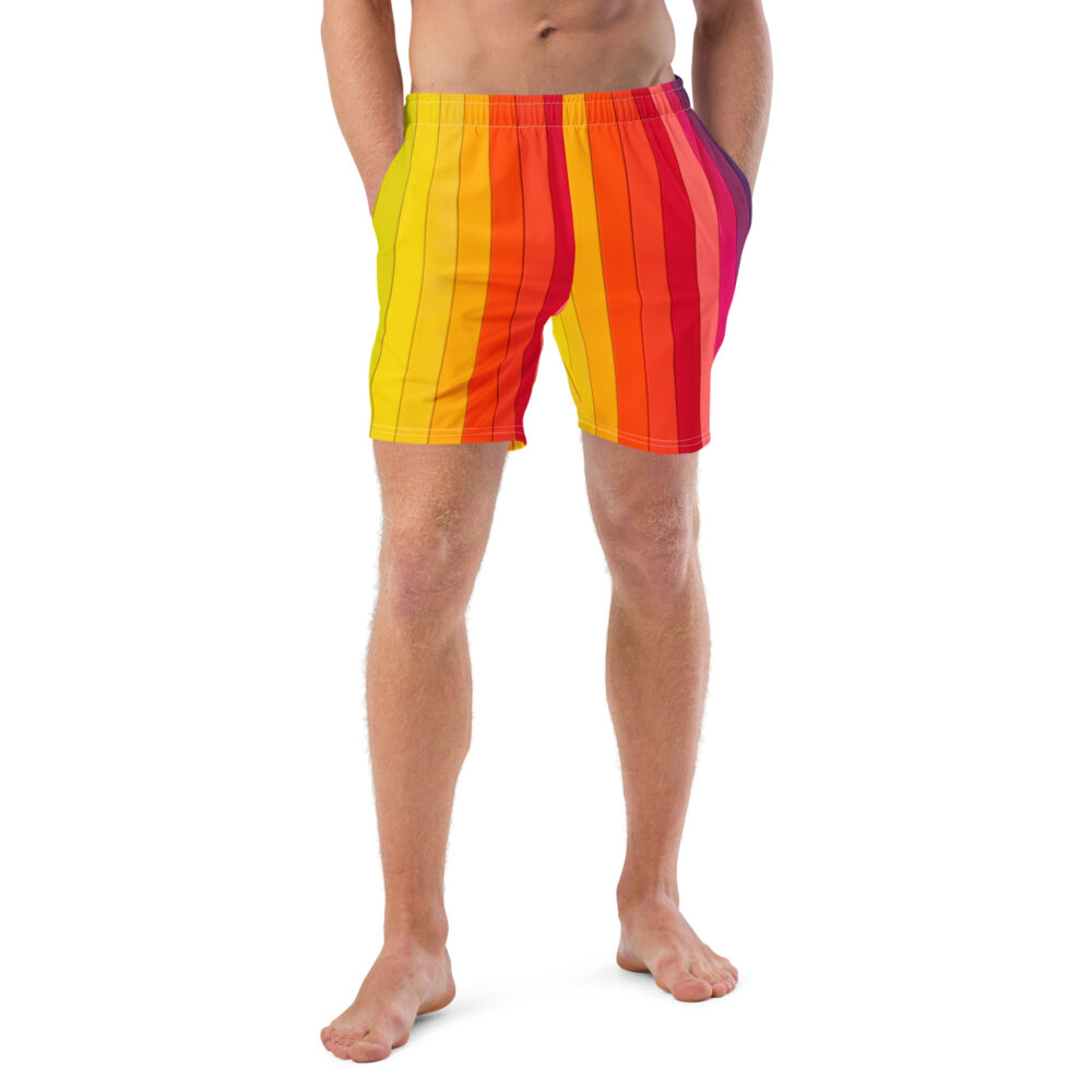 The Yellow Striped Swim Trunks striped front art concierge clothing jpg