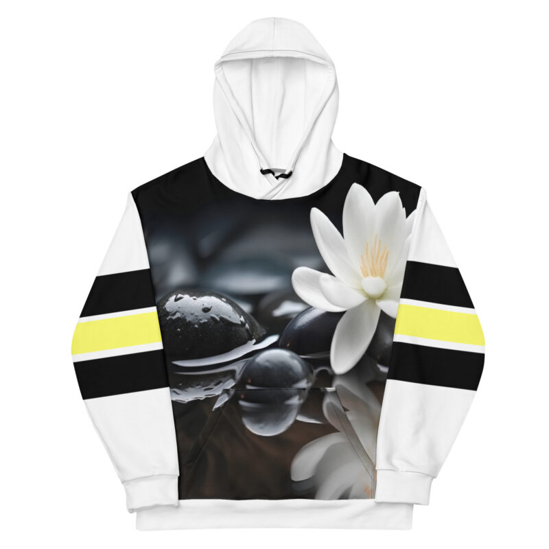 The Yoga Stones Hoodie white front art concierge clothing jpg