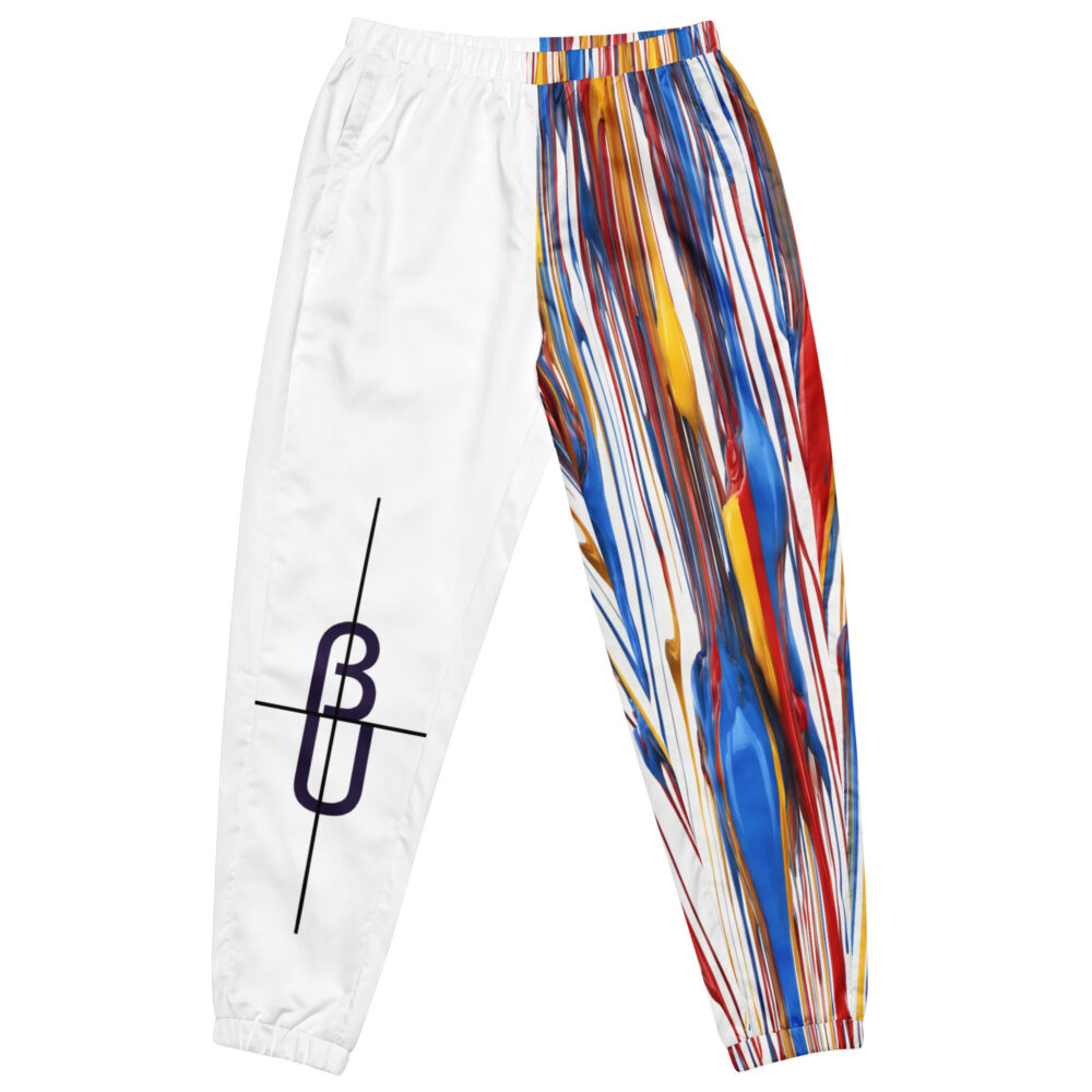 The Paint Drip Track Pants white front art concierge clothing jpg