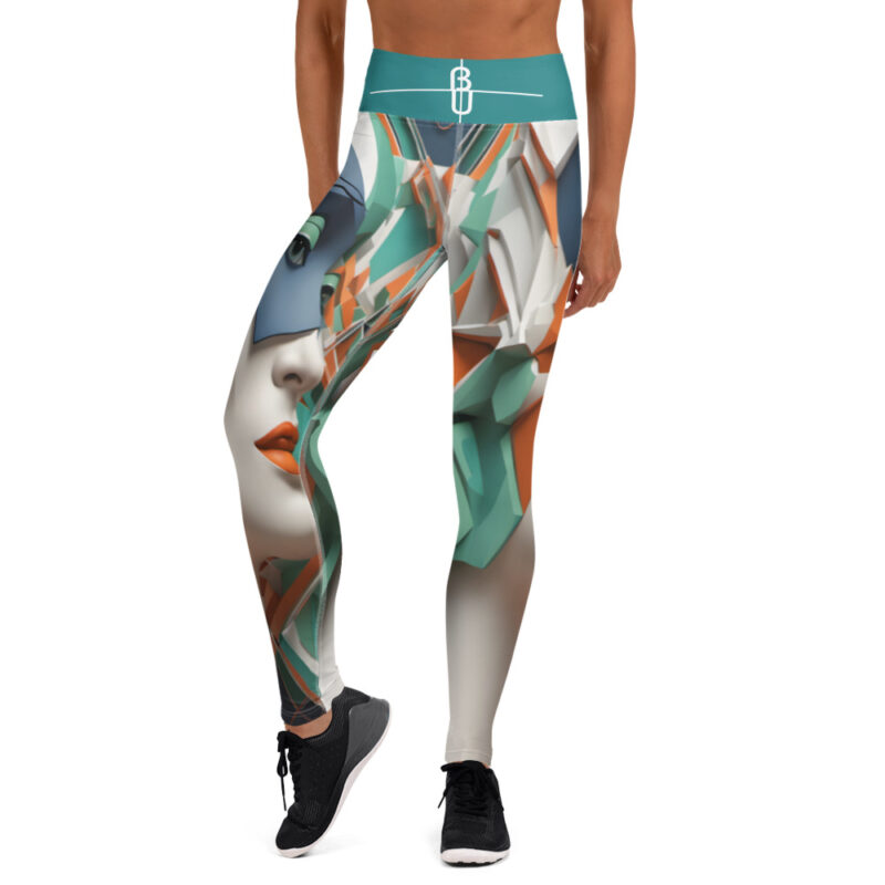 The Art Deco 2 Yoga Leggings green front art concierge clothing jpg