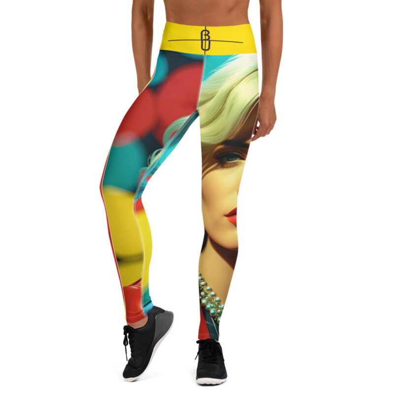 The Ode to Warhol 1 Yoga Leggings yellow front art concierge clothing jpg