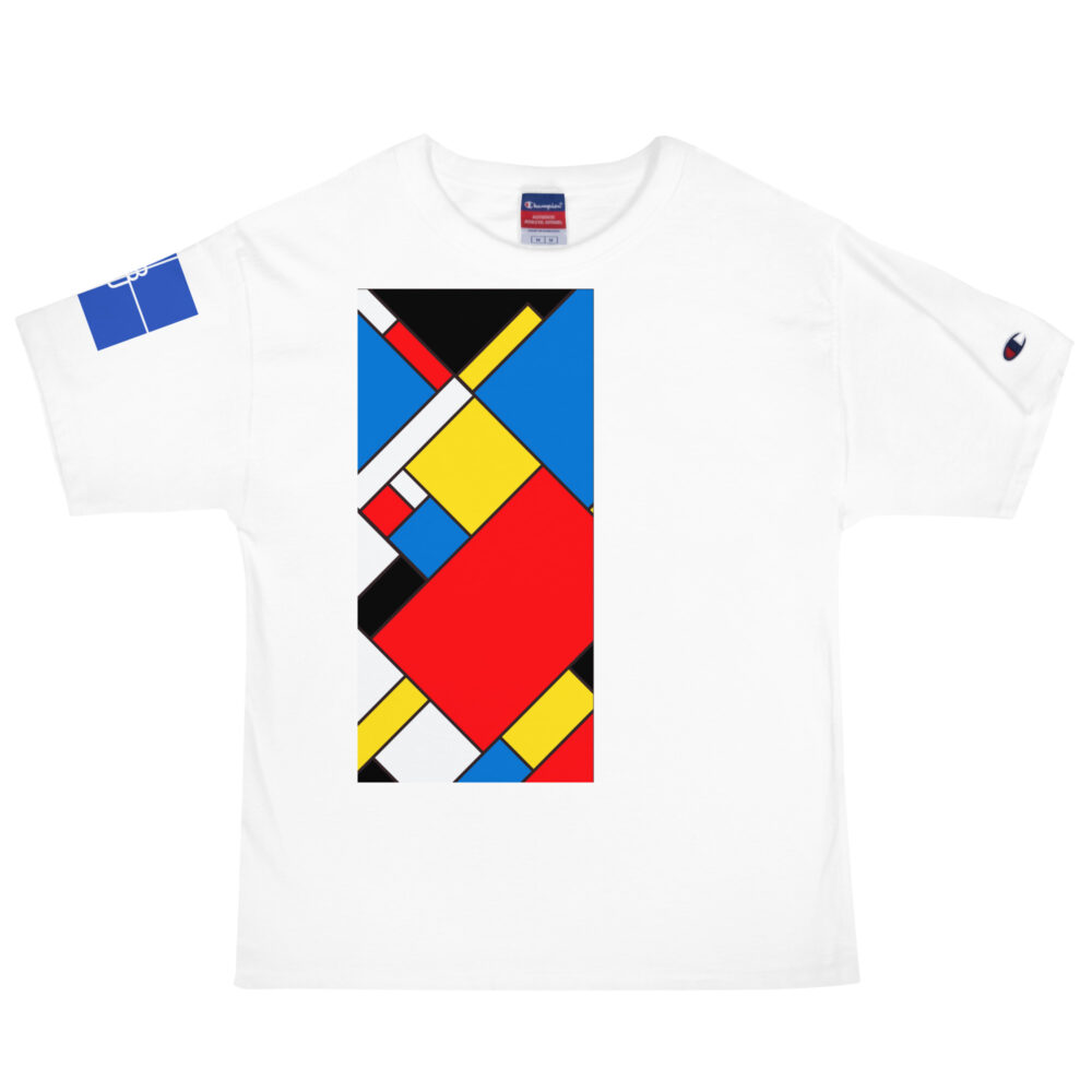 The Ode to Mondrian champion t shirt white front art concierge clothing jpg