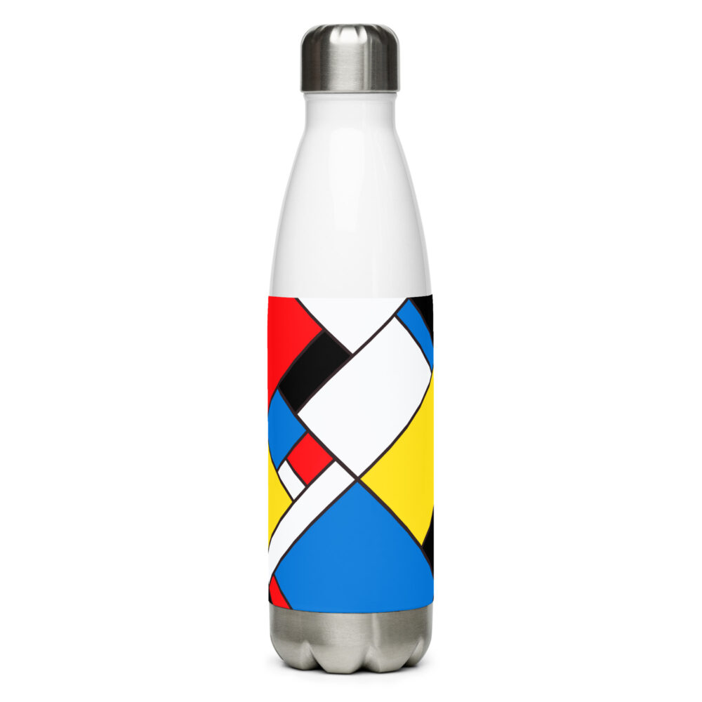 The Ode to Mondrian Stainless Steel Water Bottle white 17 oz front art concierge clothing jpg