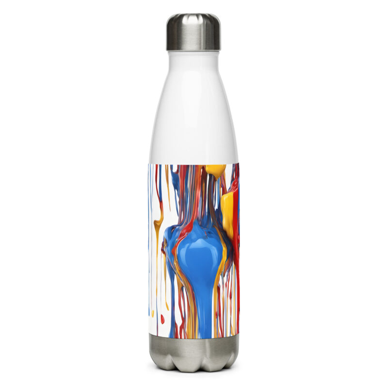 The Paint Drip Stainless Steel Water Bottle white 17 oz front art concierge clothing jpg