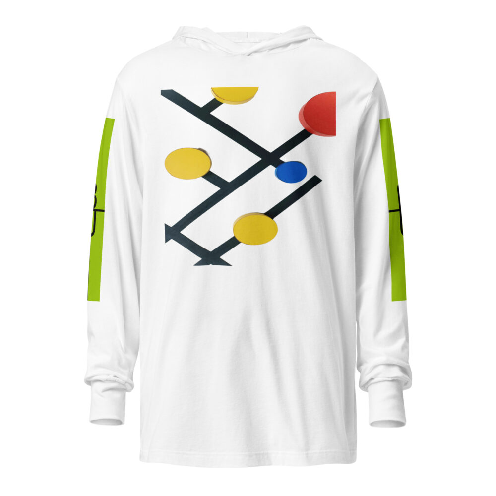 the colored dots hooded long sleeve tee white front art concierge clothing jpg