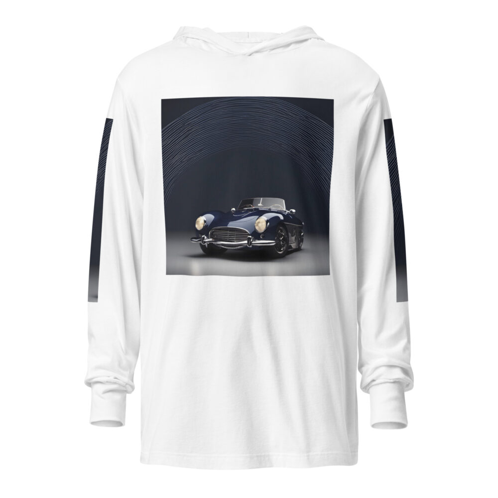 The Ode to Roadsters Hooded Long-sleeve Tee white front art concierge clothing jpg