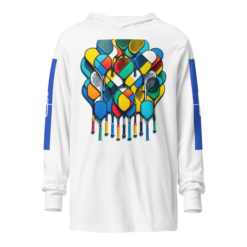 The Painted Rackets Hooded Long Sleeve Tee white front art concierge clothing jpg