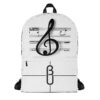 The Treble Clef Backpack white front art concierge clothing jpg