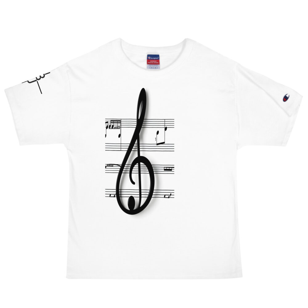 The Treble Clef Champion T-Shirt white front art concierge clothing jpg