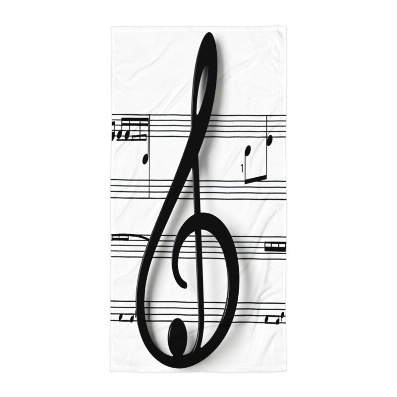 The Treble Clef sublimated towel white 30x60 flat art concierge clothing jpg