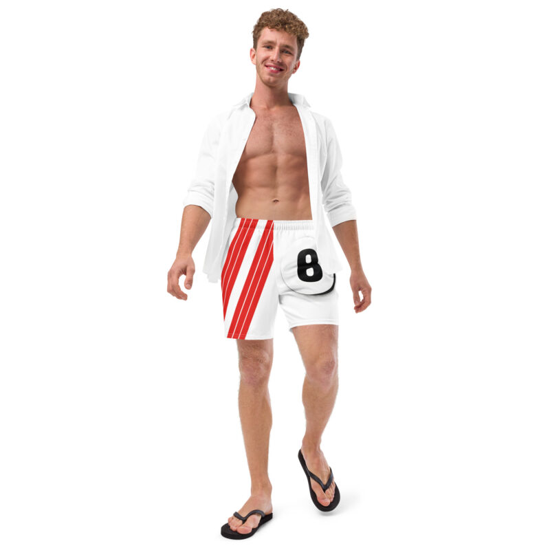 The Ode to 60's Roadsters Swim Trunks Ferrari red and white front art concierge clothing jpg The Ode to 60's Roadsters Swim Trunks Ferrari red and white front art concierge clothing jpg