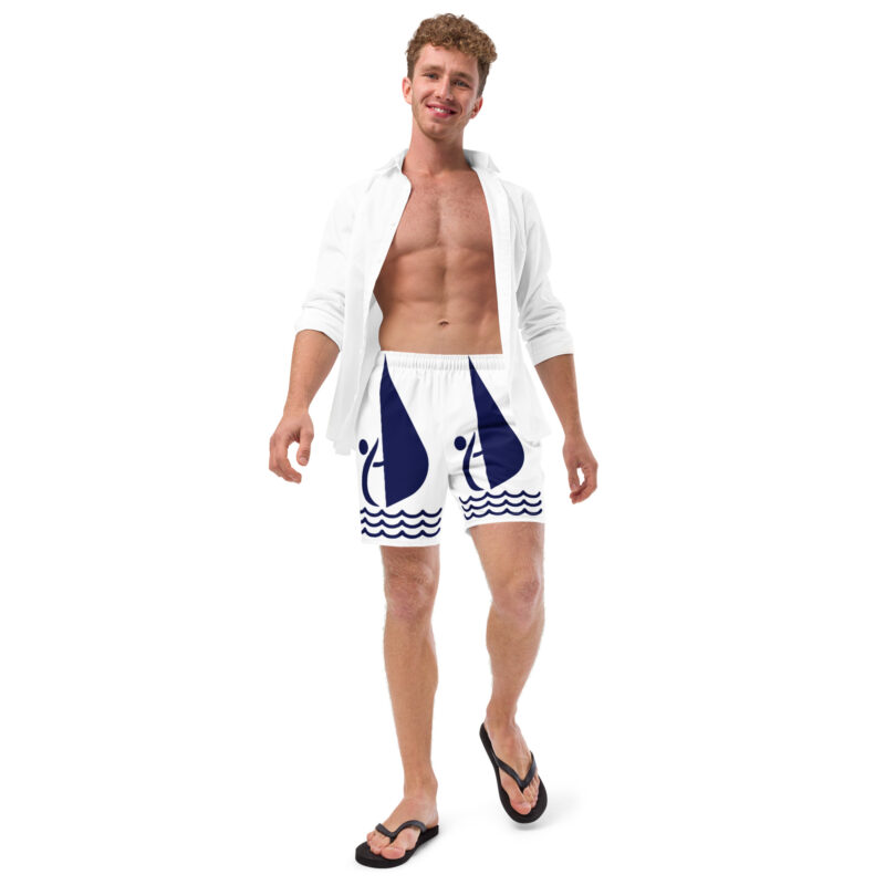 The Nautical Sailing Ship Swim Trunks blue and white front art concierge clothing jpg