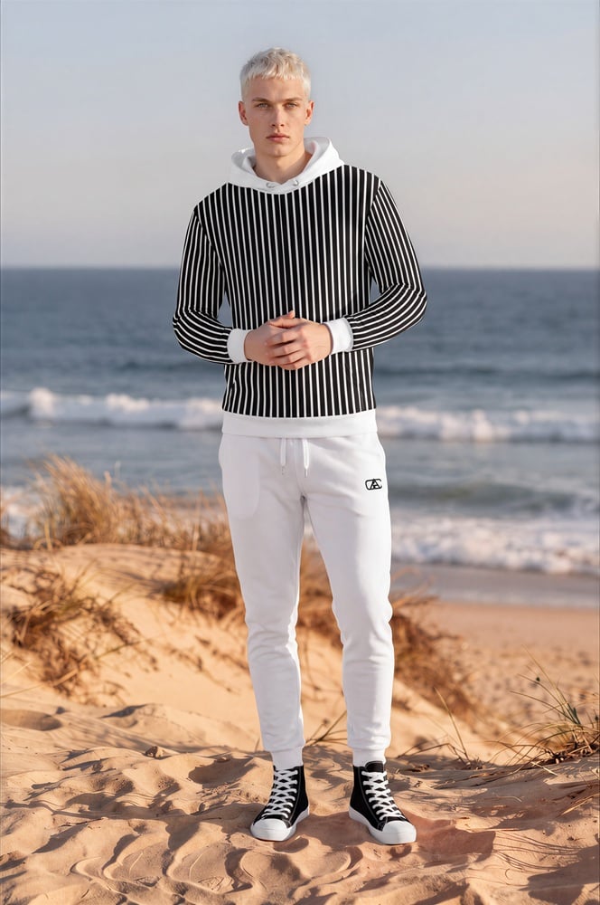 Booker Duneline Break The Stripes Series (Black)Hoodie Fleece Joggers Canvas Deck Shoes black white front art concierge clothing jpg Booker Duneline Break The Stripes Series (Black)Hoodie Fleece Joggers Canvas Deck Shoes black white front art concierge clothing jpg