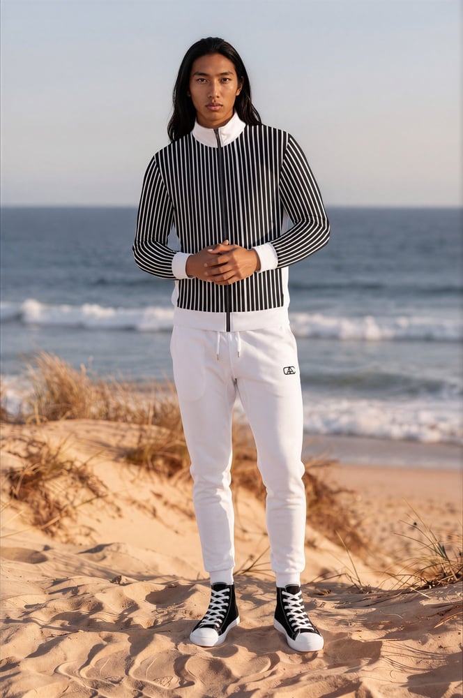 Callum Duneline Break The Stripes Series (Black)Track Jacket Fleece Joggers Canvas Deck Shoes black white front art concierge clothing jpg