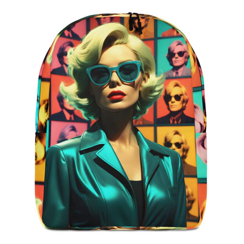 The Ode to Warhol 2 Minimalist Backpack red, yellow and grey front art concierge clothing jpg