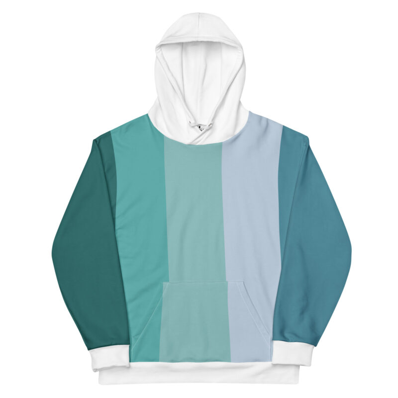 The Stripes Series (Seafoam Blue) recycled unisex hoodie striped front art concierge clothing jpg