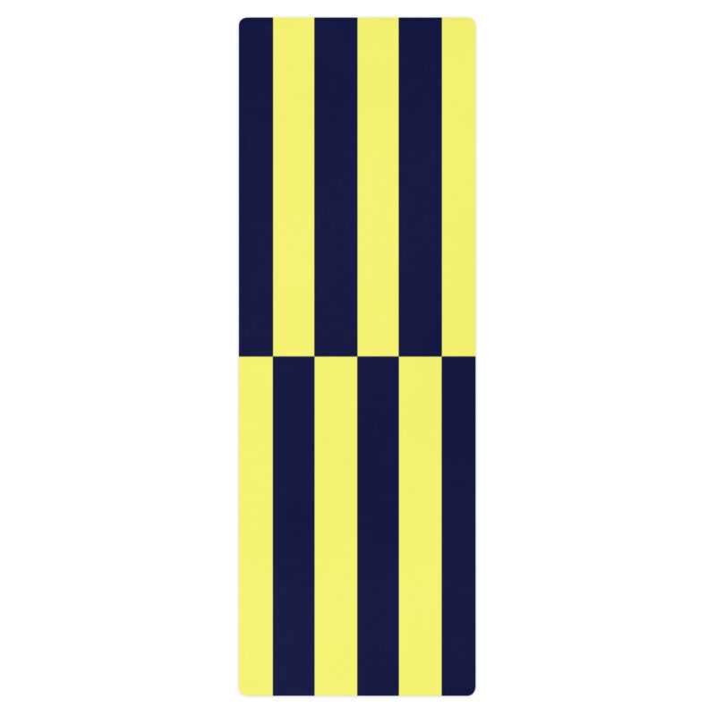 The Nautical Lima Yoga Mat yellow and navy blue front art concierge clothing jpg