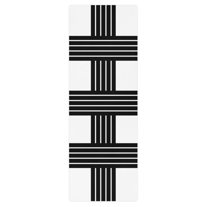 The Stripes Series (Black) Yoga Mat black and white front art concierge clothing jpg